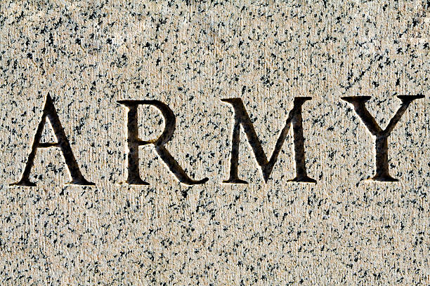 istock Word "Army" Carved in Gray Granite 145157329