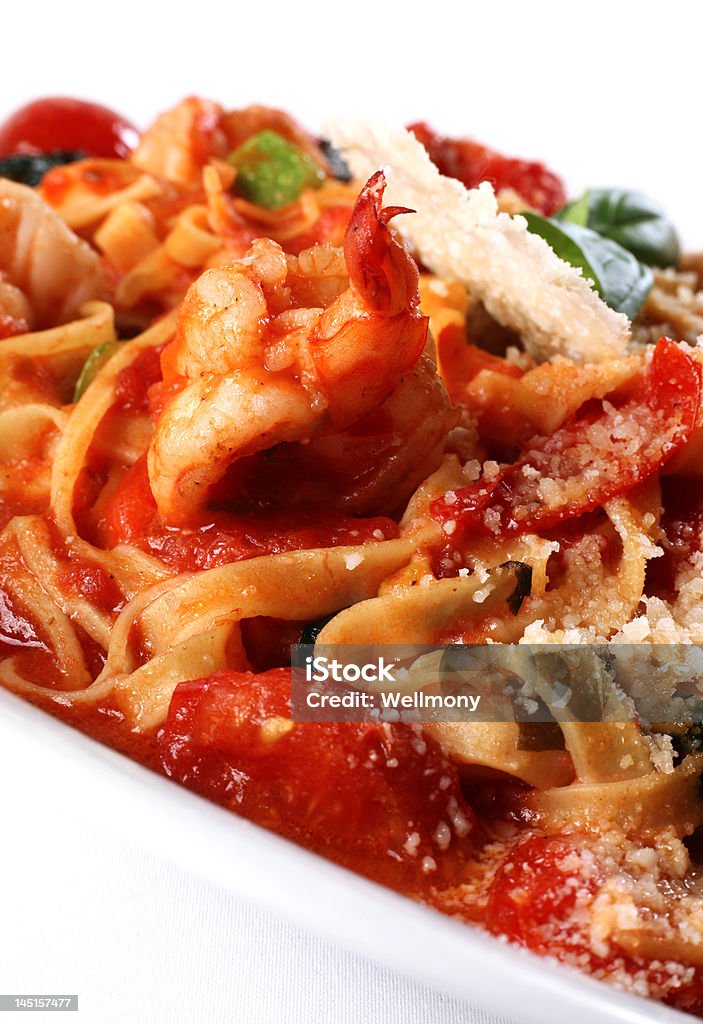 Italian pasta Italian food pasta with tomato and prawn Cheese Stock Photo