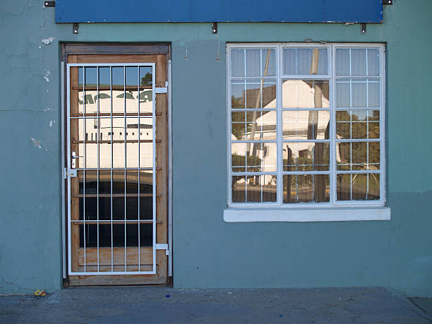 Burglar-proofed Door and window stock photo