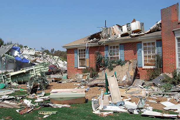 istock A single story home badly damaged by a hurricane 145157906