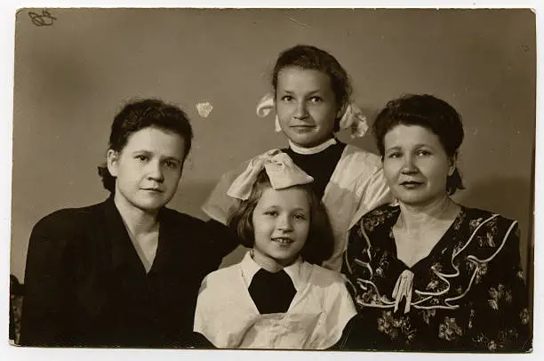 family portrait made in 1955 printed on fine photo-paper, high resolution scan