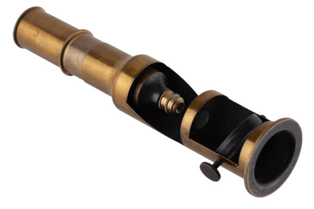 istock Vintage brass microscope. Small hand microscope from the 20th century. 1451589523
