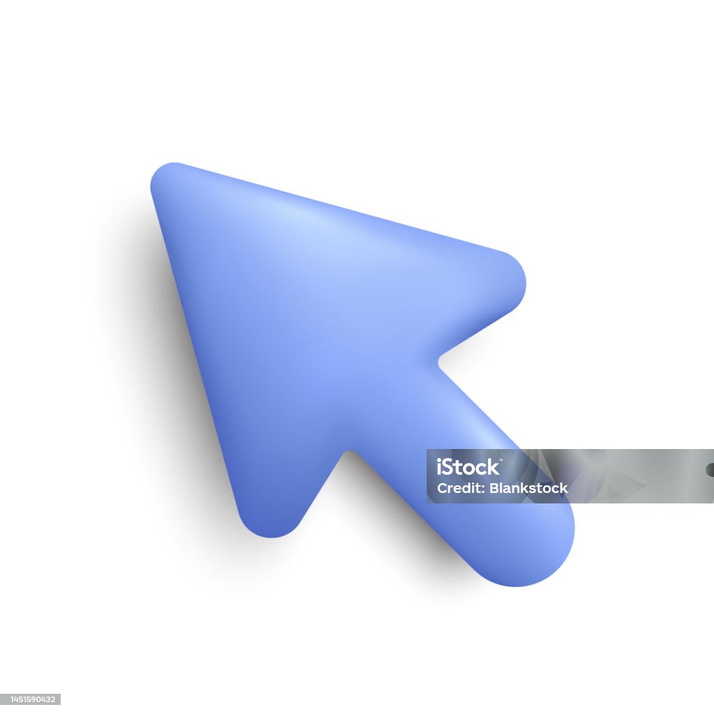3d arrow pointer, mouse cursor icon. Computer interface render. Click here arrow. Vector - Royalty-free Driedimensionaal vectorkunst 3d arrow pointer, mouse cursor icon. Computer interface render. Click here arrow. Vector - Royalty-free Driedimensionaal vectorkunst