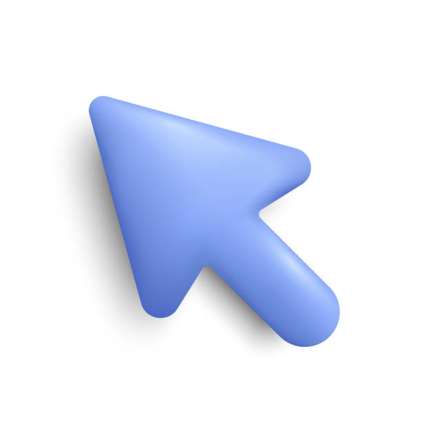 stockillustraties, clipart, cartoons en iconen met 3d arrow pointer, mouse cursor icon. computer interface render. click here arrow. vector - muisaanwijzer
