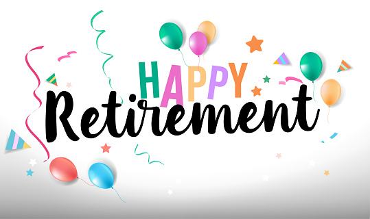 Happy Retirement lettering card, banner.