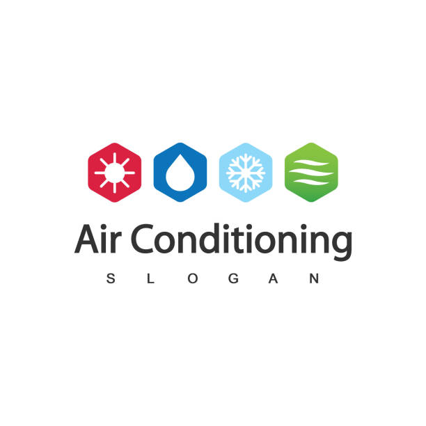 логотип кондиционера, концепция логотипа hvac - air air conditioner electric fan condition stock illustrations
