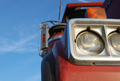 Headlights of a dump truck