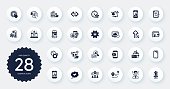istock Set of Technology icons, such as Graph phone, Approved checklist and Vip timer flat icons. For website design. Vector 1451604128