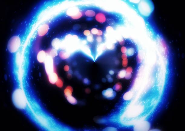 istock Abstract background with swirling colorful lights in technology concept 1451604673