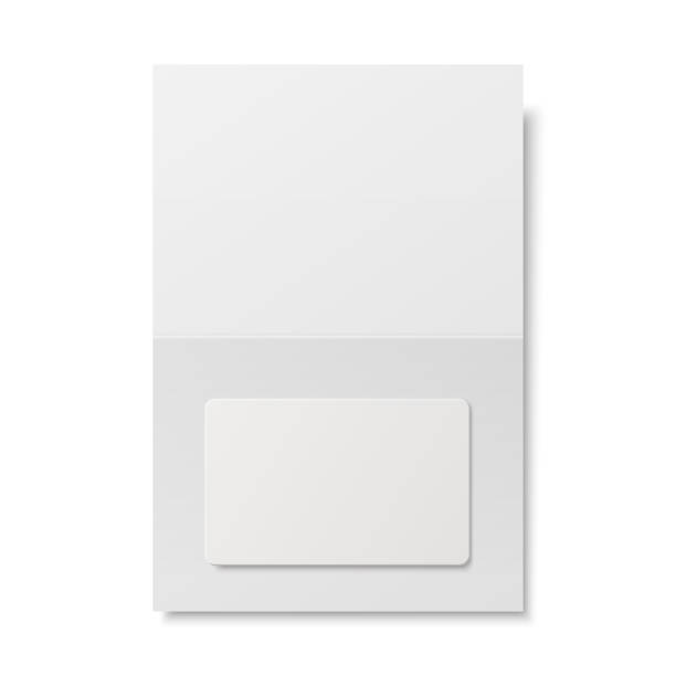 istock Vector 3d Realistic White Guest Room, Plastic Hotel Apartment Keycard, ID Card, Sale, Credit Card Design Template with Paper Cover Case, Envelope, Wallet Close-up for Mockup, Branding. Top View 1451614123
