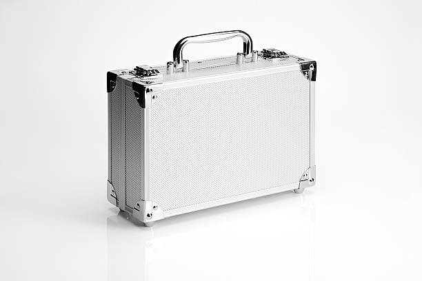 Aluminum suitcase stock photo