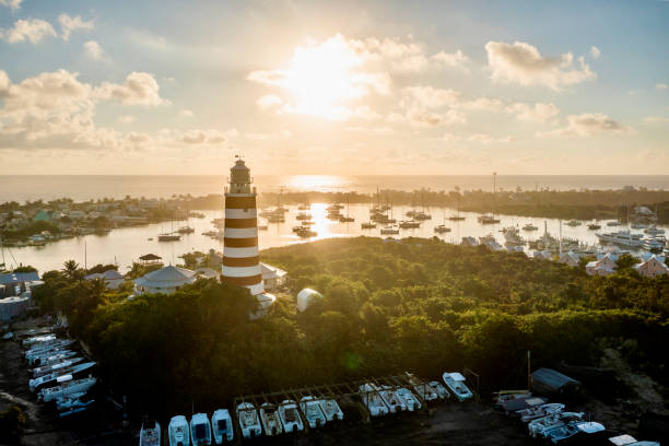 istock Red and white striped Lighthouse in Hope Town, Bahamas 1451619052