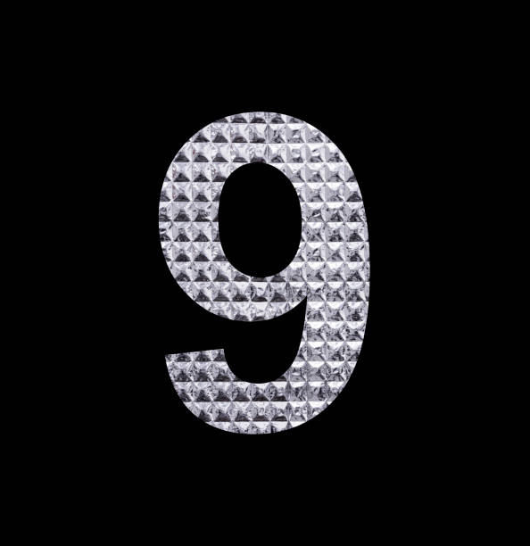 istock Number nine on textured silver shiny paper 1451619103