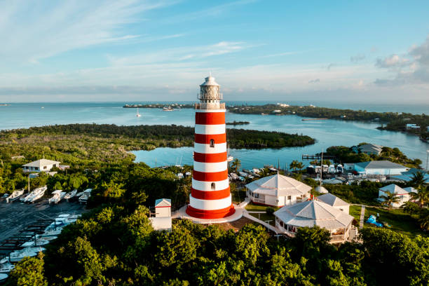 istock Red and white striped Lighthouse in Hope Town, Bahamas 1451619276