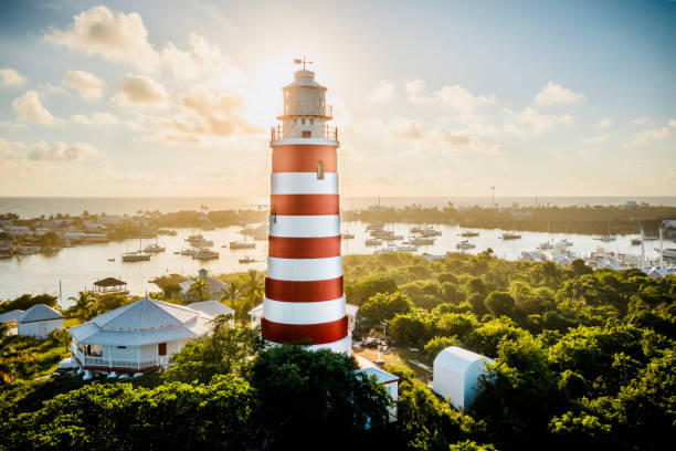 istock Red and white striped Lighthouse in Hope Town, Bahamas 1451619486