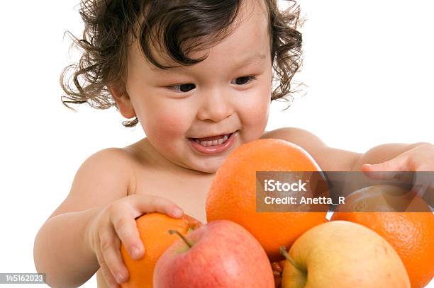 Baby With Fruits Stock Photo - Download Image Now - 12-17 Months, Apple - Fruit, Baby - Human Age