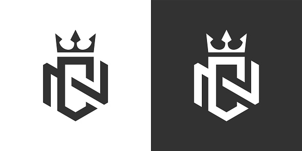 logo NC or CN with crown icon vector.