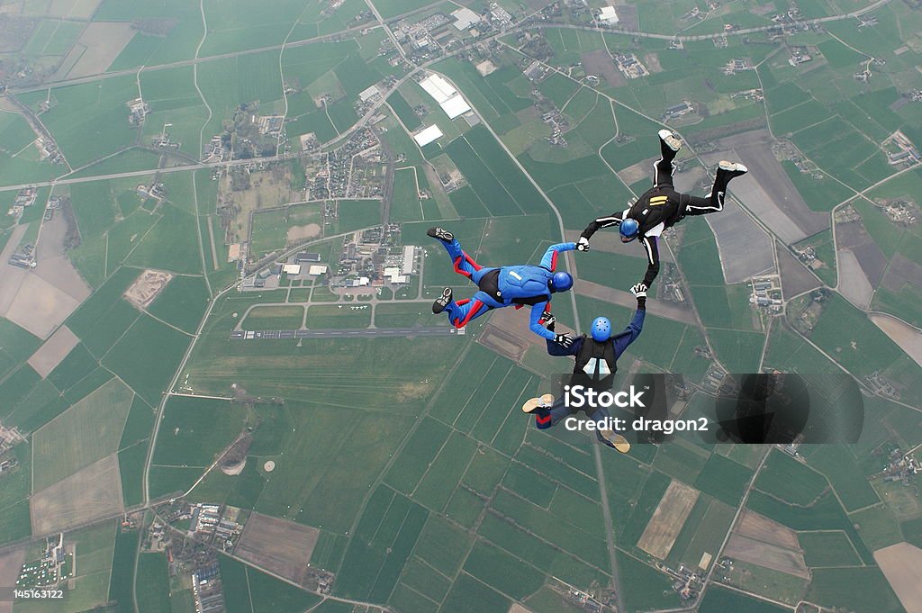 Drei Freunde skydiving - Lizenzfrei Extremsport Stock-Foto
