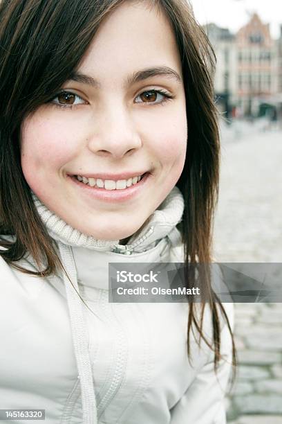 Wintertime Portrait Of A Young Smiling Girl Stock Photo - Download Image Now - 14-15 Years, Beautiful People, Beauty