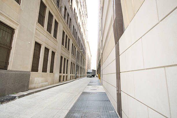 istock Alley Between Two Modern Office Buildings, Wide Angle Lens 145164602