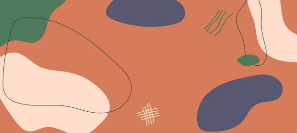 istock Abstract backgrounds with organic shapes and hand drawn minimalist 1451650873