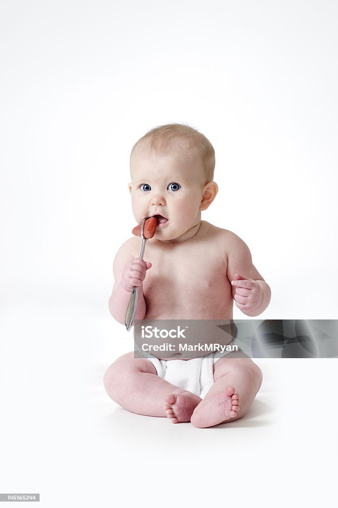 Blue-eyed dziecka z Młotek neurologiczny - Zbiór zdjęć royalty-free (0 - 11 miesięcy)