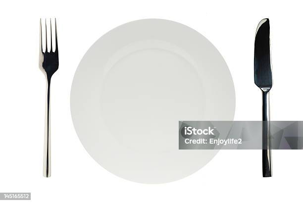 Foto de Isolado Prato Branco e mais fotos de stock de Almoço - Almoço, Arranjar, Branco