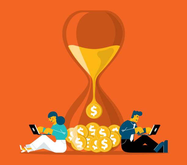 ilustraciones, imágenes clip art, dibujos animados e iconos de stock de el tiempo es dinero  - time makes money