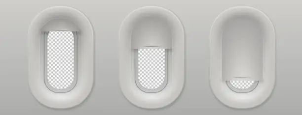 Vector illustration of Realistic vector transparent three window Aircraft