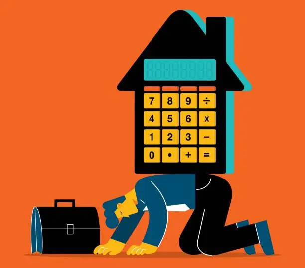 Vector illustration of Home Loan - calculator - businessman