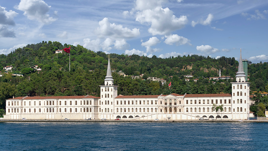 Kuleli Military High School, or Kuleli Askeri Lisesi, on shore of Bosphorus strait near to Bosphorus bridge, Istanbul, Turkey