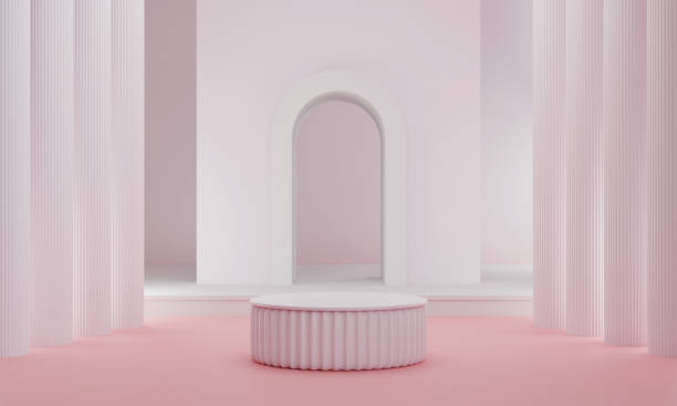 istock Valentine's day pink background with product display in luxury museum. 3d rendering. 1451673184