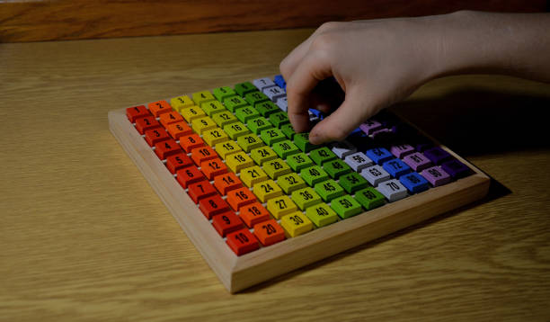 istock schoolboy draws with colored crayons and assembles a knowledge kit where there are numbers with multiples on wooden blocks. multiplication and division can be taught in a fun, playful way at school 1451684027