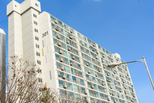 A tall apartment that is generally inhabited by Koreans