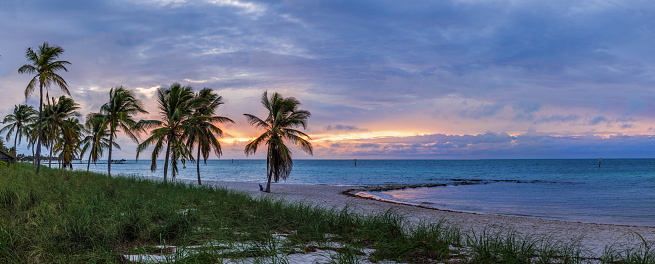 Colourfur sunrise at the Smeshers beach in the Key West, Florida.