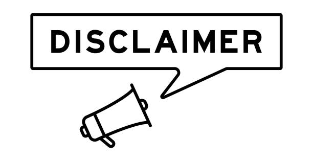 megaphon-symbol mit sprechblase im word-disclaimer auf weißem hintergrund - clause stock-grafiken, -clipart, -cartoons und -symbole