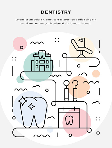 Thin Line illustration of Dentistry for Poster, flyer, web banner Template