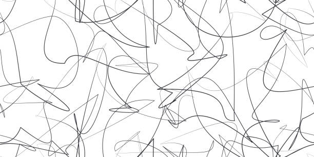istock Minimalist abstract artwork of black pencil scribbles. Irregular pen strokes on paper or white background. Describes expressions of confusion, anger, or feelings of stress. For textures or wallpaper. 1451707374
