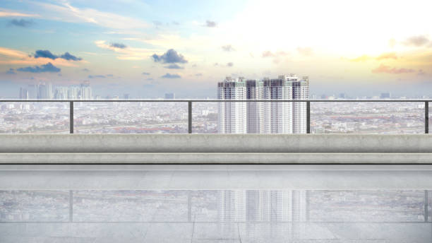 istock Terrace view with modern cityscapes 1451707770