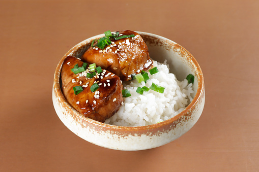 Japanese Food : Cod Fish Teriyaki Rice Bowl.