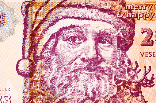 Santa Claus a close up portrait from money