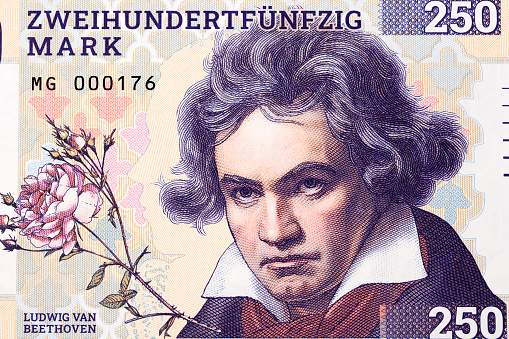 Ludwig van Beethoven a close up portrait from money