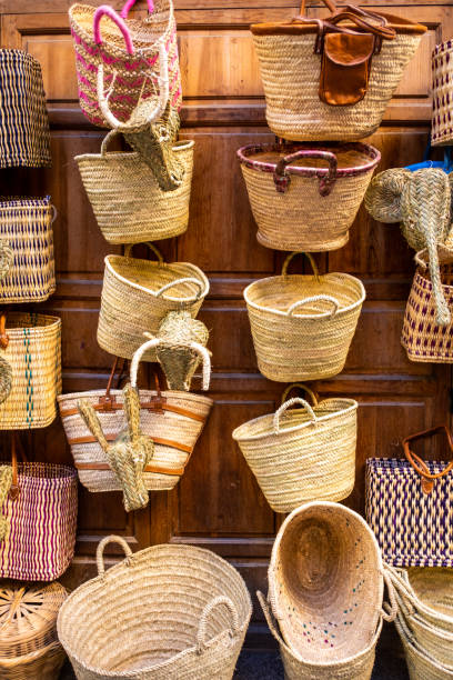 istock Handmade baskets on display at a medina market in Morocco 1451715887