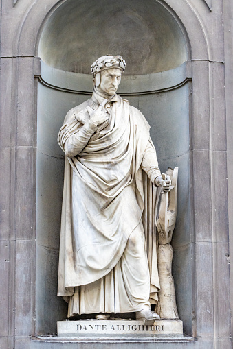 Dante Alighieri (1265-1321) was a poet, writer and philosopher. His sculpture is located in an open public space in the Niches.
