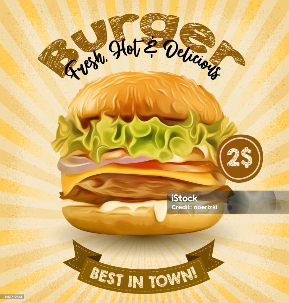 Bánh Mì Kẹp Thịt Lớn Hamburger Vector Minh Họa Phác Thảo Phong ...