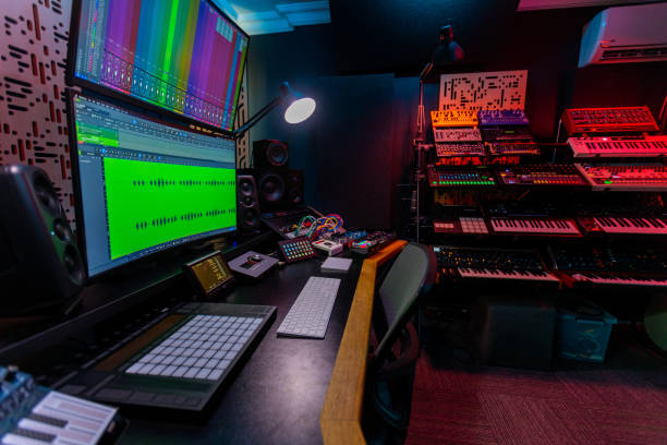 istock Recording equipment in a professional recording studio 1451723829