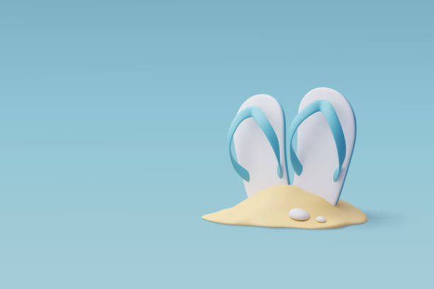 istock 3d Vector Summer Beach Flip Flops sandals, Hello Summer, Summertime, Back to travel Concept. 1451724126