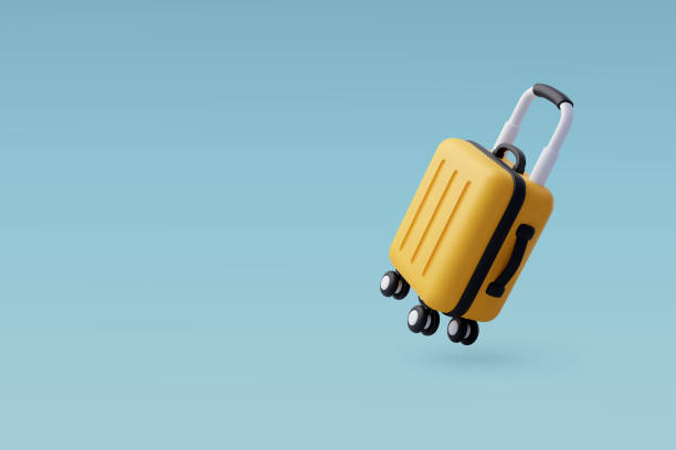 istock 3d Vector Yellow Suitcase, Summer holiday, Time to travel concept. 1451724197