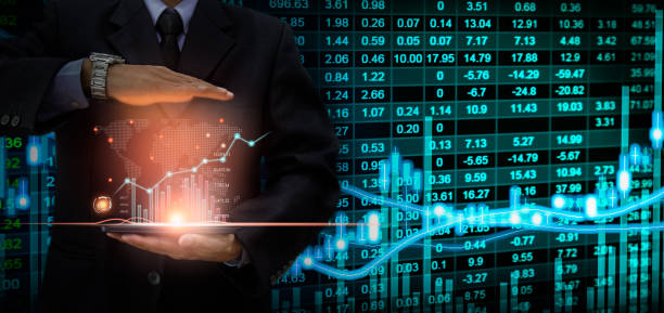 Stock market or forex trading graph and candlestick chart suitable for financial investment concept. Economy trends background for business idea and all art work design. Abstract finance background. gráfico de comercio de divisas o de divisas y gráfico de velas adecuado para el concepto de inversión financiera. antecedentes de tendencias económicas para la idea de negocio y todo el diseño de trabajo de arte. antecedentes financieros abstractos.