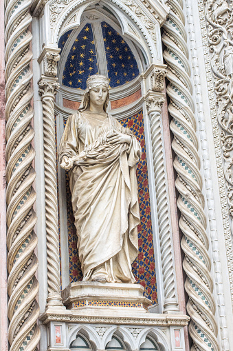 Religious Carvings on Giotto's Bell Tower in Florence at Tuscany, Italy